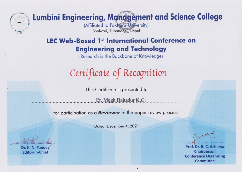 LEC peer review recognition